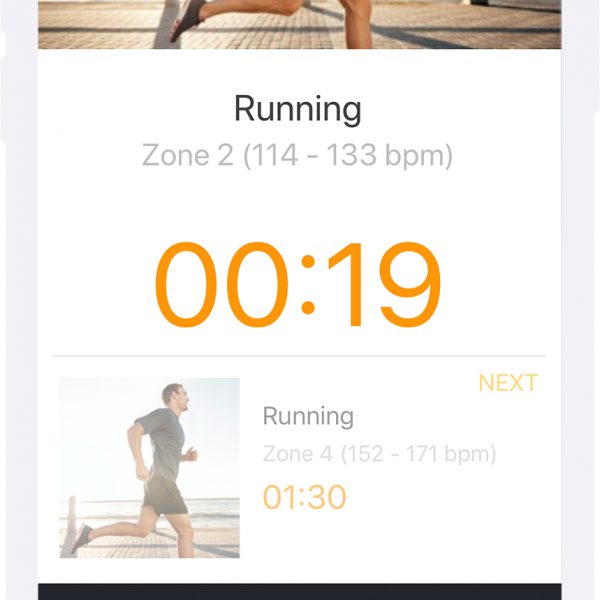 Cardio Interval Workout in Progress via Trainerize