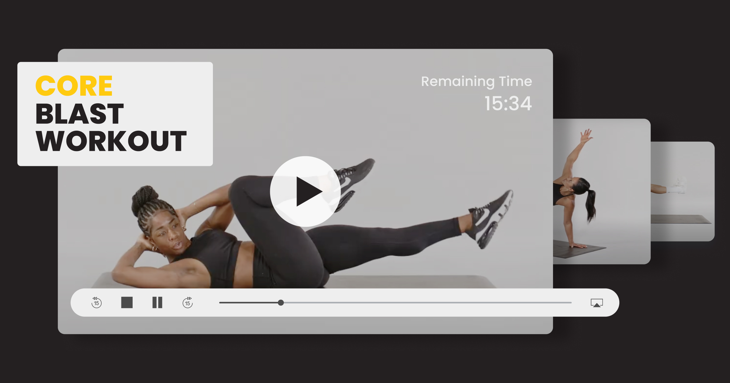 Screenshot of core workout video from ABC Trainerize Collections